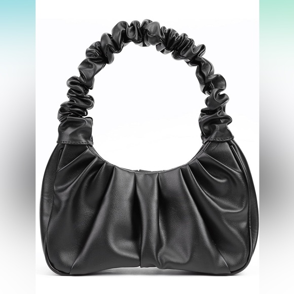 URBAN EXPRESSIONS Scrunched Shoulder Bag in Black with crossbody strap - Picture 2 of 6